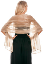 Load image into Gallery viewer, Iridescent Golden Taupe Wedding Shawl Pashmina Wrap Scarf