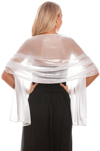Silky Iridescent Ivory Pashmina Shawl