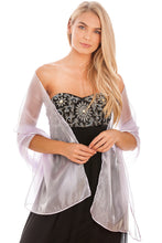 Load image into Gallery viewer, Iridescent Silver Blue Wedding Wrap Pashmina Scarf