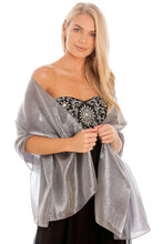 Load image into Gallery viewer, Silver shawl pashmina wrap for weddings and parties