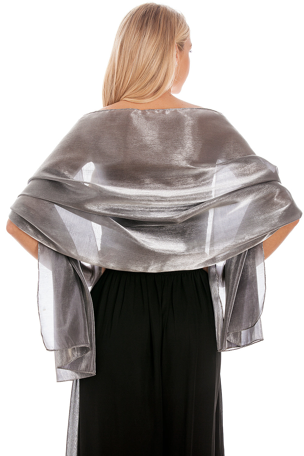 Iridescent Dark Silver Wedding Wrap Scarf – Central Chic