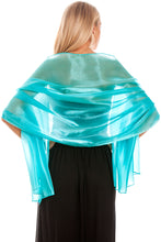 Load image into Gallery viewer, Silky Iridescent Turquoise Blue Silky Wedding Wrap