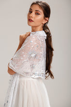 Load image into Gallery viewer, Silver Sequin Stars &amp; Moons Design Shawl