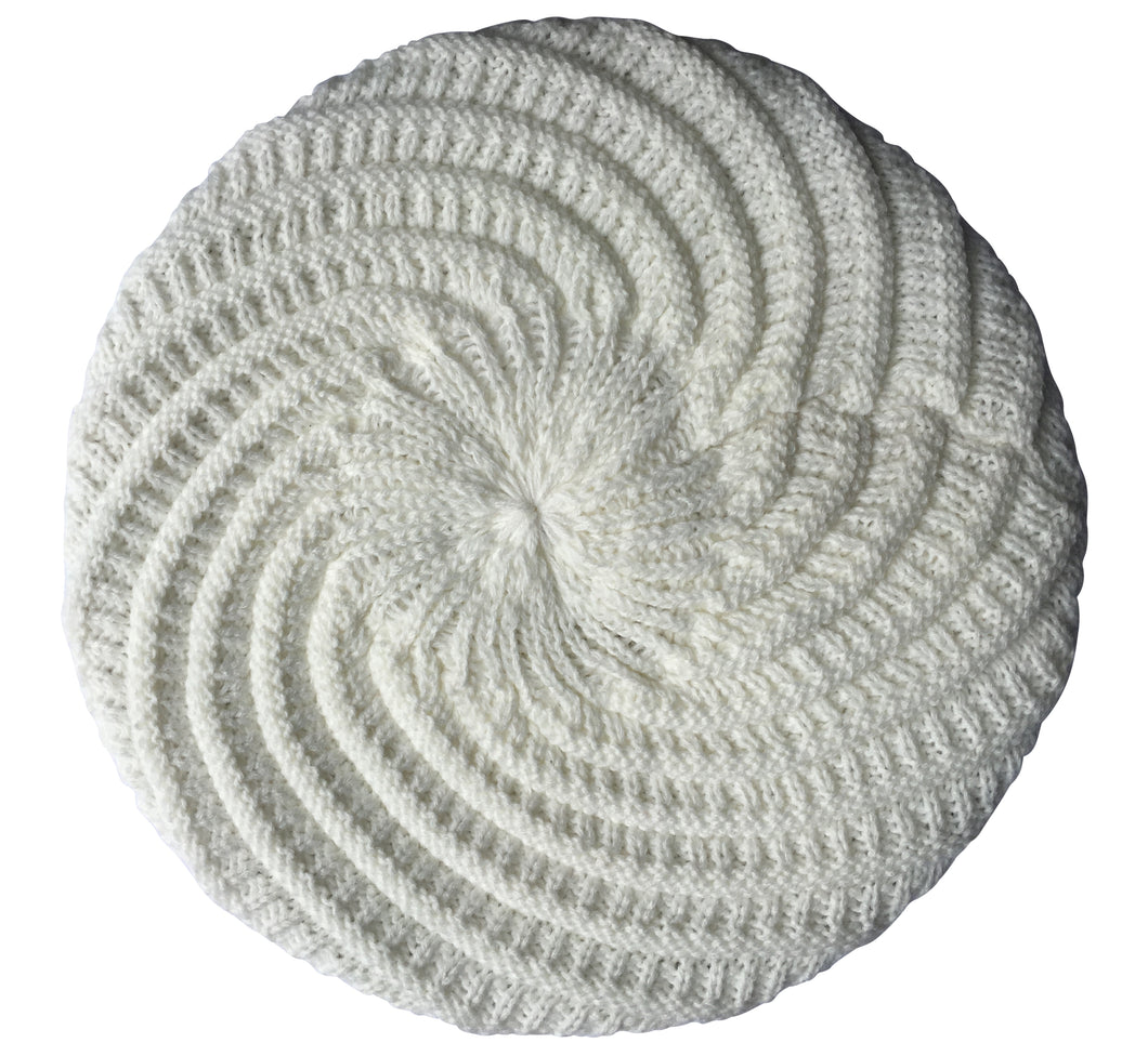 White Swirl Beret