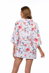 Tropical Bird Print Kimono