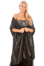 Load image into Gallery viewer, Black Satin Wedding Wrap
