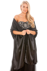 Black Satin Wedding Wrap