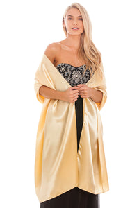 Champagne Gold Satin Wedding Shawl Pashmina Wrap Scarf