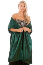 Load image into Gallery viewer, Emerald Green Satin Wedding Shawl Wrap Pashmina Scarf