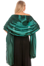 Load image into Gallery viewer, Emerald Green Satin Wedding Shawl Wrap Pashmina Scarf