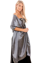 Load image into Gallery viewer, Gunmetal Grey Satin Wedding Wrap