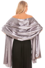 Load image into Gallery viewer, Central Chic Silver Satin Shawl