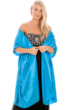Load image into Gallery viewer, Turquoise Blue Satin Wedding Wrap