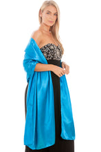 Load image into Gallery viewer, Turquoise Blue Satin Wedding Wrap