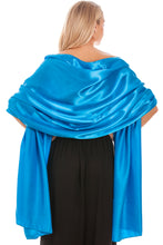 Load image into Gallery viewer, Turquoise Blue Satin Wedding Wrap