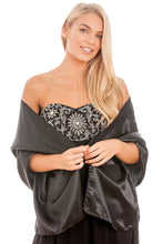 Load image into Gallery viewer, Black Satin Wedding Wrap