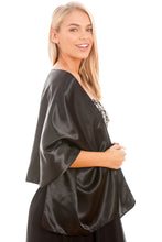 Load image into Gallery viewer, Black Satin Wedding Wrap