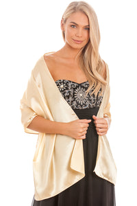 Champagne Gold Satin Wedding Shawl Pashmina Wrap Scarf