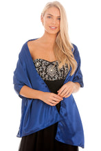 Load image into Gallery viewer, Navy Blue Satin Wedding Wrap