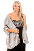 Load image into Gallery viewer, Central Chic Silver Satin Shawls &amp; Pashminas
