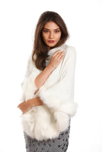 Load image into Gallery viewer, White Faux Fur Cape Cardigan