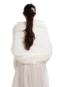 White Faux Fur Shawl