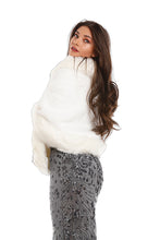 Load image into Gallery viewer, White Faux Fur Shawl