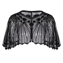 Load image into Gallery viewer, Black 1920s Sequin Capelet