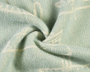 Cat Design Woven Winter Scarf In Sage
