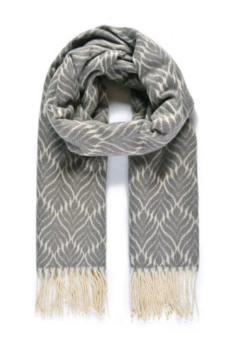 Womens Jacquard Woven Blanket Grey Scarf