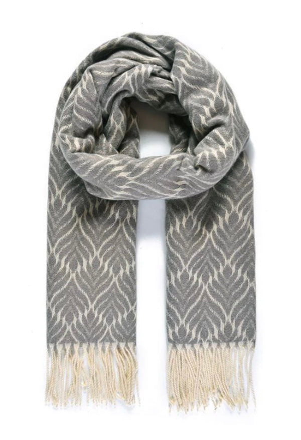 Womens Jacquard Woven Blanket Grey Scarf