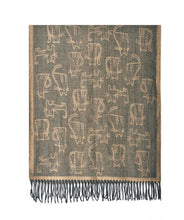 Load image into Gallery viewer, Cat Design Woven Winter Scarf In Olive
