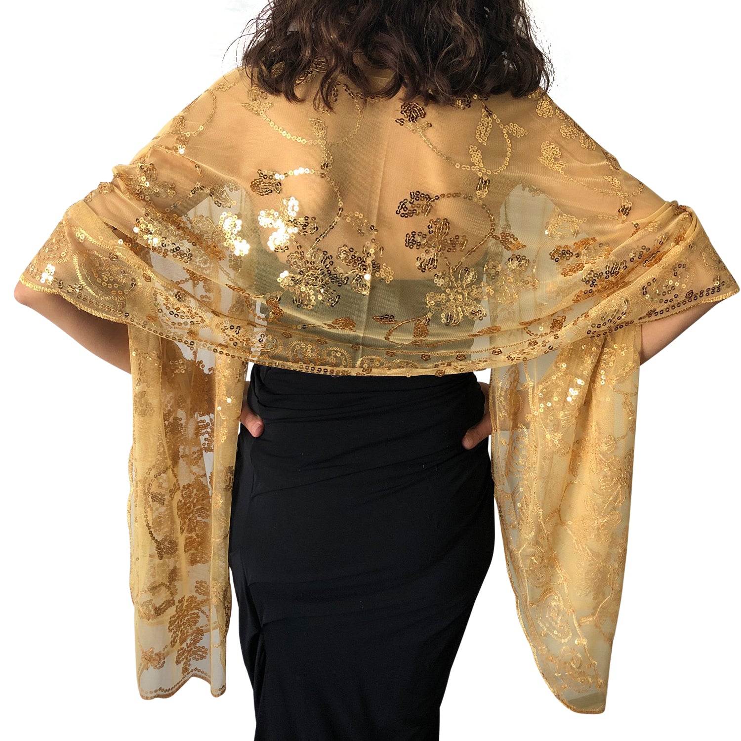 Gold Sequin Shawl – Central Chic