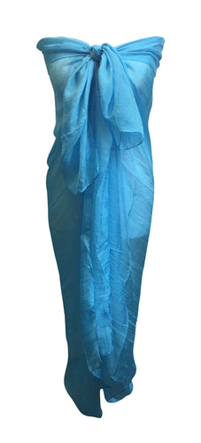 Blue Extra-Large Plain Silky Sarong
