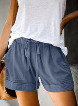 Load image into Gallery viewer, Womens Linen Feel Blue Shorts