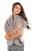 Load image into Gallery viewer, Grey Fur Shawl With Collar