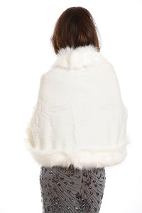 White Faux Fur Cape Cardigan