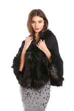 Load image into Gallery viewer, Black Faux Fur Shawl Cardigan