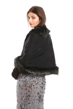 Load image into Gallery viewer, Black Faux Fur Shawl Cardigan