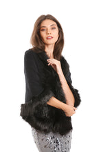 Load image into Gallery viewer, Black Faux Fur Shawl Cardigan