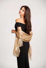 Load image into Gallery viewer, Central Chic Golden Taupe Shawl wrap stole and scarf for weddings and parties