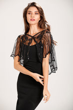 Load image into Gallery viewer, Black 1920s Sequin Capelet