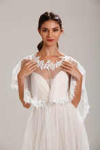 Load image into Gallery viewer, Ivory Lace &amp; Chiffon Bridal Capelet