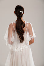 Load image into Gallery viewer, Ivory Lace &amp; Chiffon Bridal Capelet