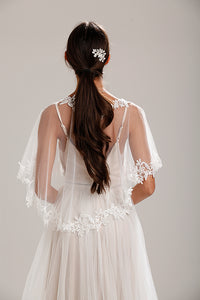 Ivory Lace & Chiffon Bridal Capelet
