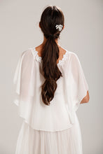 Load image into Gallery viewer, White Chiffon Cape With Lace Trim