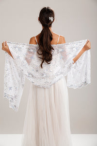 Silver Sequin Stars & Moons Design Shawl