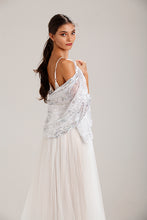 Load image into Gallery viewer, Silver Sequin Stars &amp; Moons Design Shawl
