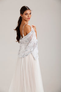 Silver Sequin Stars & Moons Design Shawl