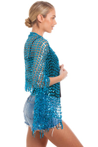 Blue Sequin Scarf